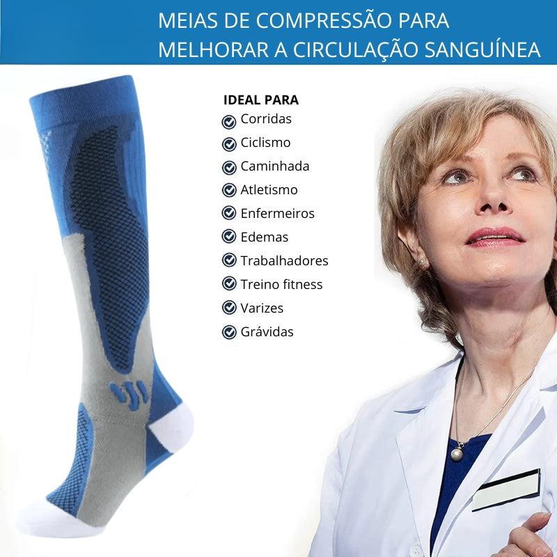 Meia de Compressão Azul Run - Minhas Meias
